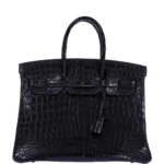 Mirror Quality Hermès Birkin 35 So Black Matte Niloticus Crocodile PVD Black HW - Exotic Creations