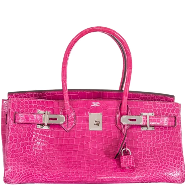 Mirror Quality Hermès Birkin 42 JPG Jean Paul Gaultier Fuchsia Porosus Crocodile PHW - Exotic Creations