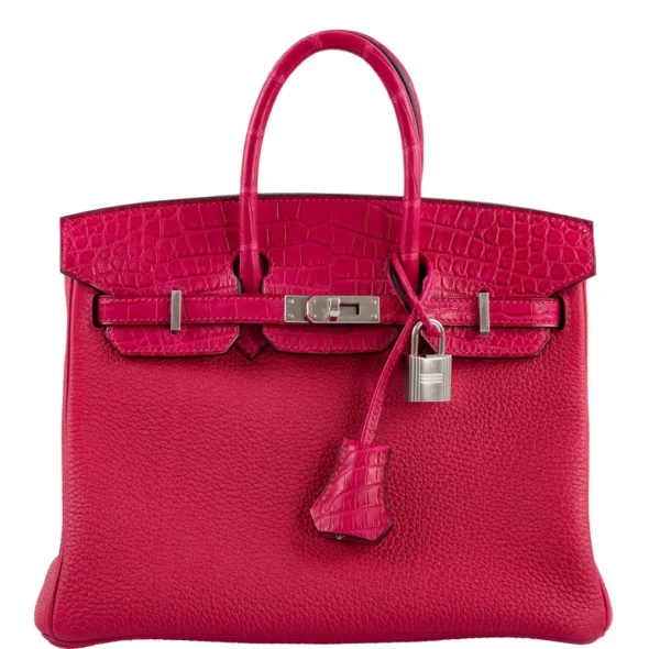 Mirror Quality Hermès Birkin Touch 25 Framboise Togo & Matte Alligator PHW - Exotic Creations