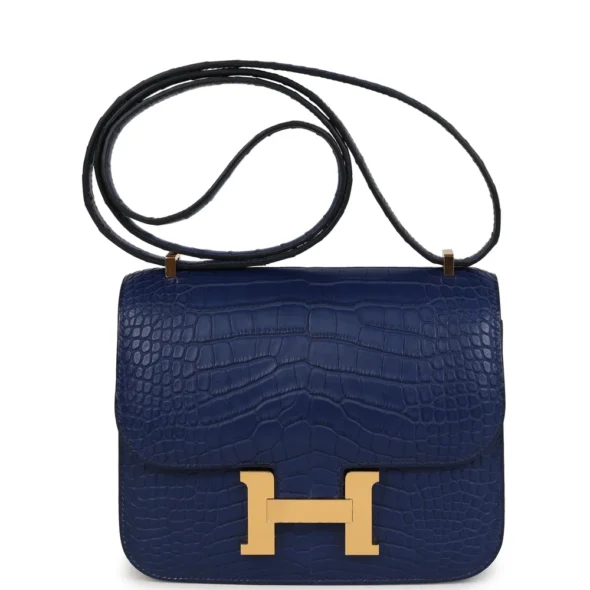 Hermès Constance 18 Bleu Saphir Matte Alligator Bag | Exotic Creations