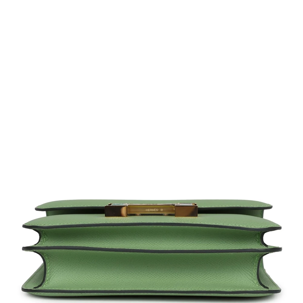 Mirror Quality Hermès Constance 18 Vert Criquet Epsom Marquette HW - Exotic Creations Bottom