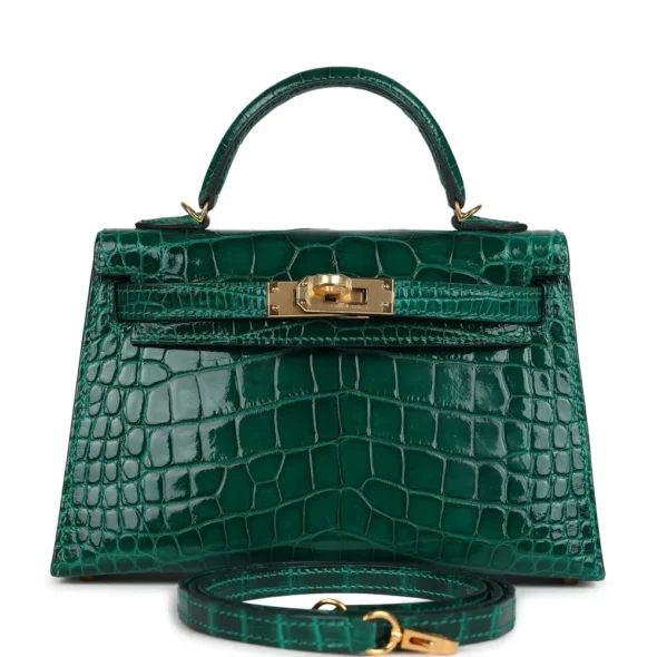 Mirror Quality Hermès Kelly 20 Emerald Shiny Alligator GHW