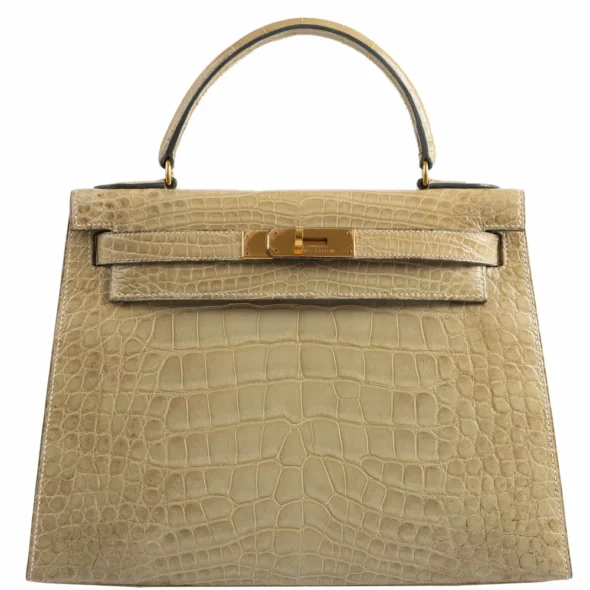 Mirror Quality Hermès Kelly 28 Vert Celadon Alligator GHW | Exotic Creations