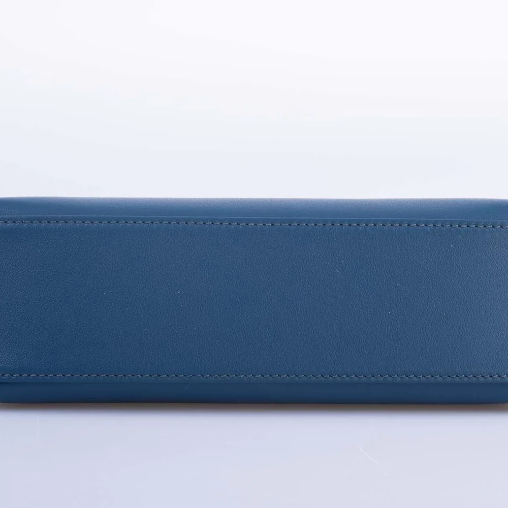 Mirror Quality Hermès Kelly Pochette Navy Swift GHW - Exotic Creations Bottom