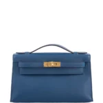 Mirror Quality Hermès Kelly Pochette Navy Swift GHW - Exotic Creations Front