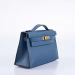 Mirror Quality Hermès Kelly Pochette Navy Swift GHW - Exotic Creations Side1
