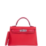Mirror Quality Hermès Mini Kelly 20 Touch Rouge de Coeur Madame & Lizard Palladium - Exotic Creations
