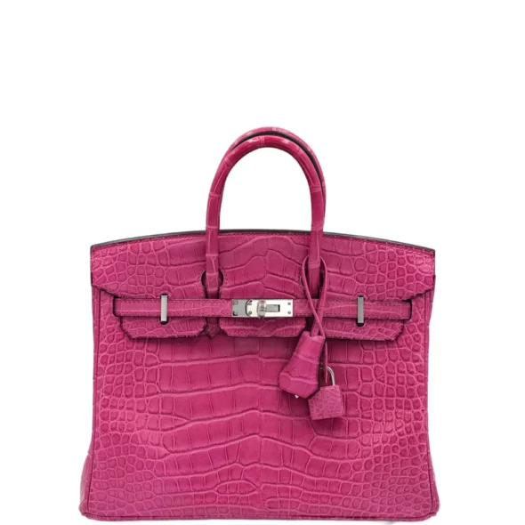 Mirror Quality Hermès Replicas Birkin 25 Rose Sheherazade Matte Alligator PHW - Exotic Creations