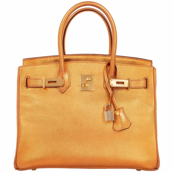 Mirror Quality Hermès Replicas Birkin 30 Metallic Bronze Chevre GHW - Exotic Creations