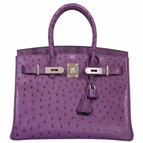 Mirror Quality Hermès Replicas Birkin 30 Violine Ostrich PHW - Exotic Creations
