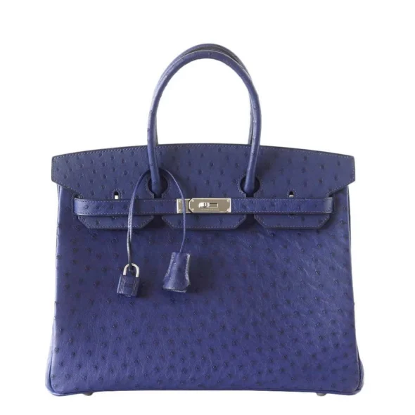Mirror Quality Hermès Replicas Birkin 35 Bleu Iris Ostrich PHW - Exotic Creations