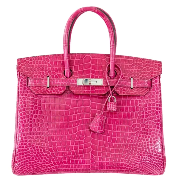 Mirror Quality Hermès Replicas Birkin 35 Fuchsia Porosus Crocodile PHW - Exotic Creations