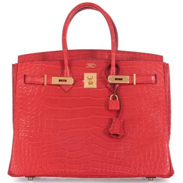Mirror Quality Hermès Replicas Birkin 35 Geranium Matte Alligator GHW - Exotic Creations