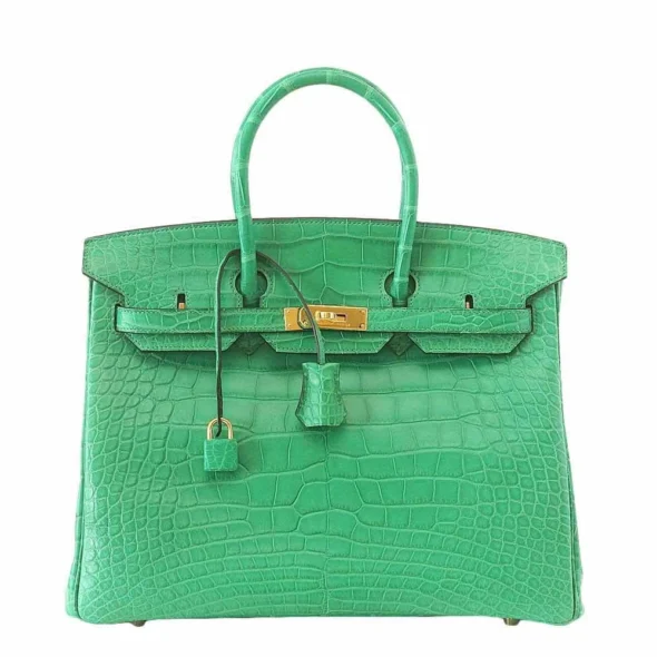 Mirror Quality Hermès Birkin 35 Matte Alligator Cactus GHW