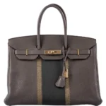 Mirror Quality Hermès Replicas Club Birkin 35 Tri-Color Etain & Graphite Clemence, Gris Fonce Lizard PBHW - Exotic Creations