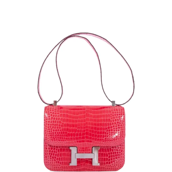 Mirror Quality Hermès Replicas Constance 24 Rose Extreme Shiny Porosus Crocodile PHW - Exotic Creations