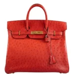 Mirror Quality Hermès Replicas HAC Birkin 32 Rouge Vif Ostrich GHW - Exotic Creations