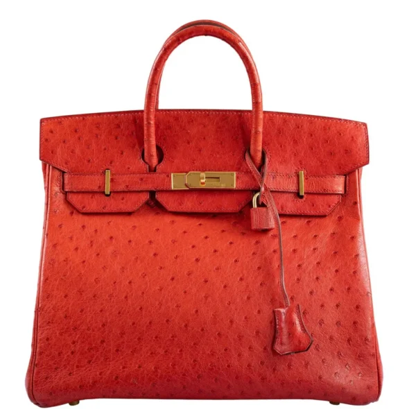 Mirror Quality Hermès Replicas HAC Birkin 32 Rouge Vif Ostrich GHW - Exotic Creations