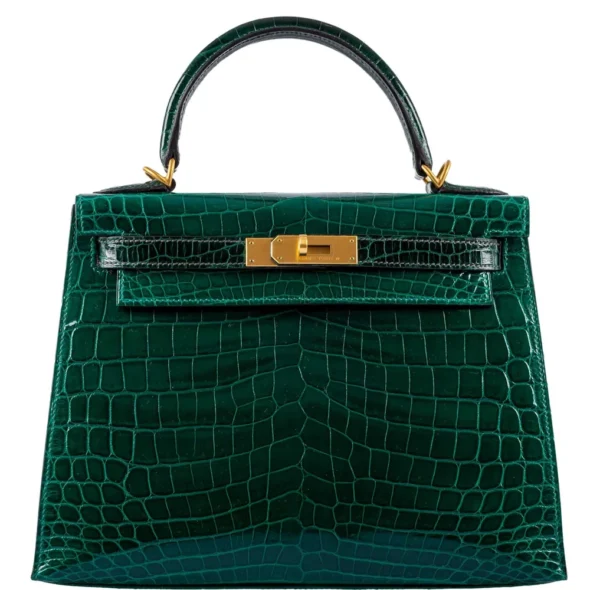 Mirror Quality Hermès Replicas HSS Kelly 28 Emerald & Vert Fonce Niloticus Crocodile BGHW - Exotic Creations