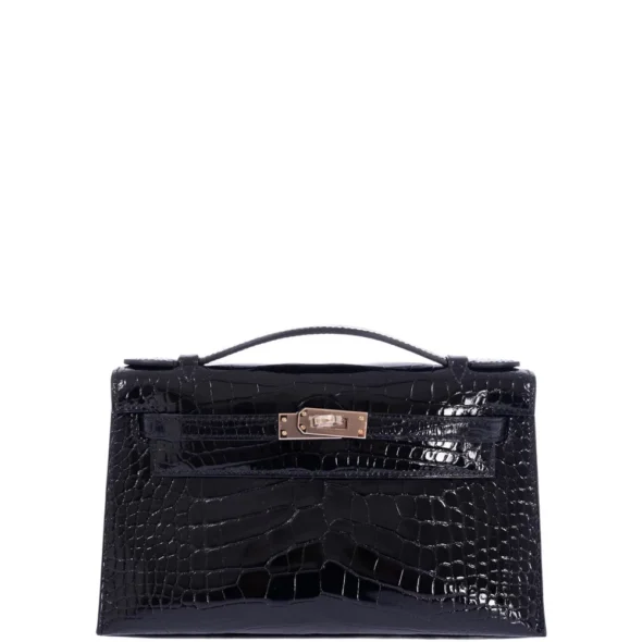 Hermès Replica HSS Kelly Pochette Black Alligator | Exotic Creations