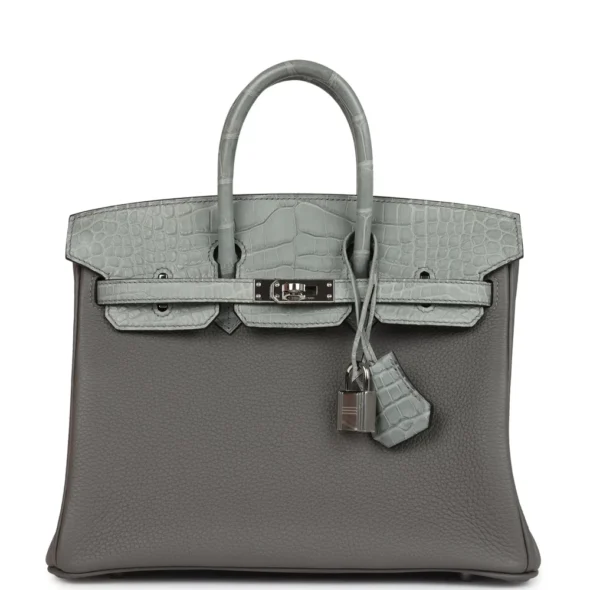 Hermès Replica Birkin 25 Gris Meyer Togo & Alligator