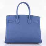 Premium Hermès Replica Birkin 30 Blue Brighton Clemence GHW - Exotic Creations Back