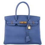Premium Hermès Replica Birkin 30 Blue Brighton Clemence GHW - Exotic Creations Front