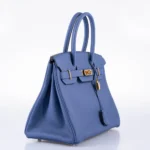 Premium Hermès Replica Birkin 30 Blue Brighton Clemence GHW - Exotic Creations Side1