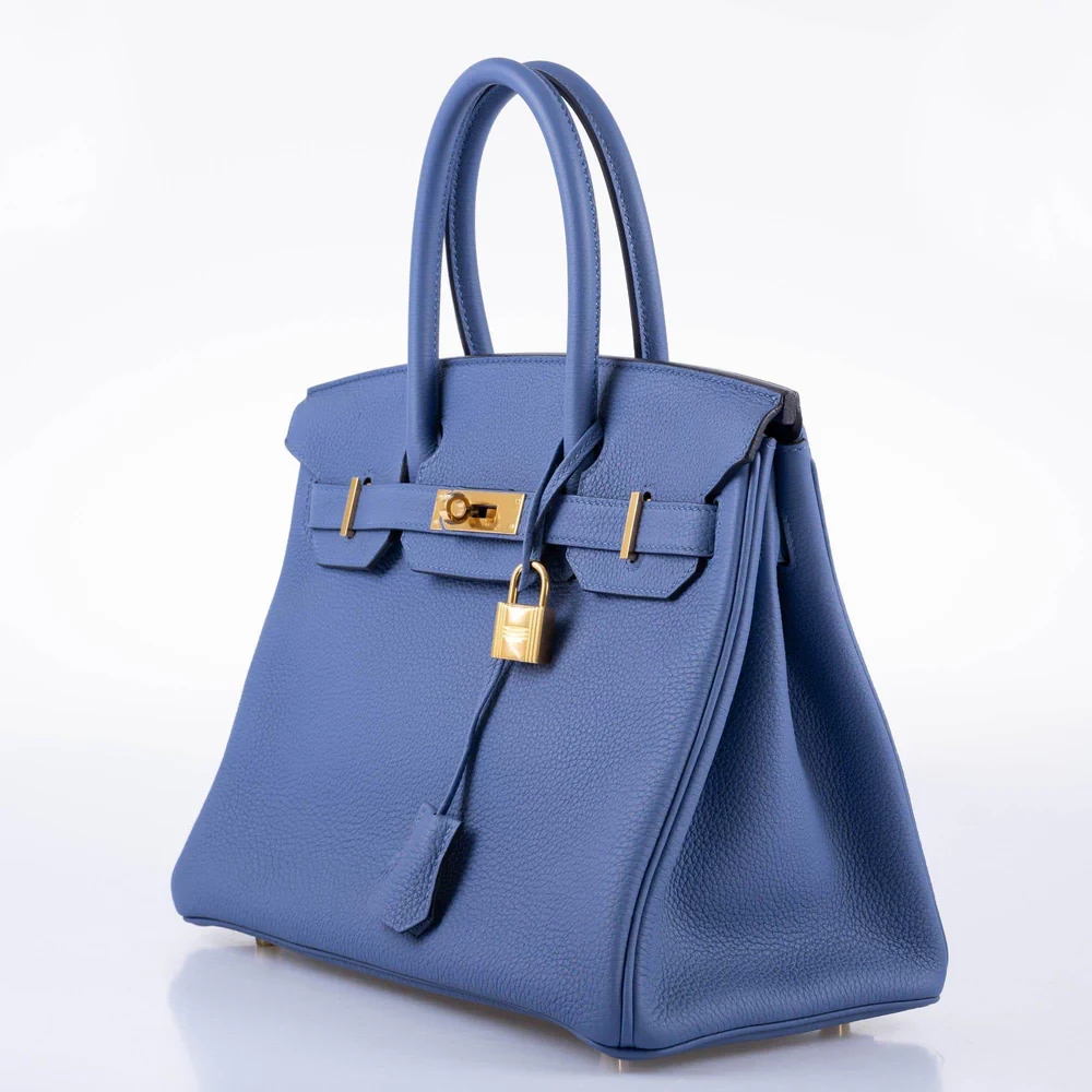 Premium Hermès Replica Birkin 30 Blue Brighton Clemence GHW - Exotic Creations Side2