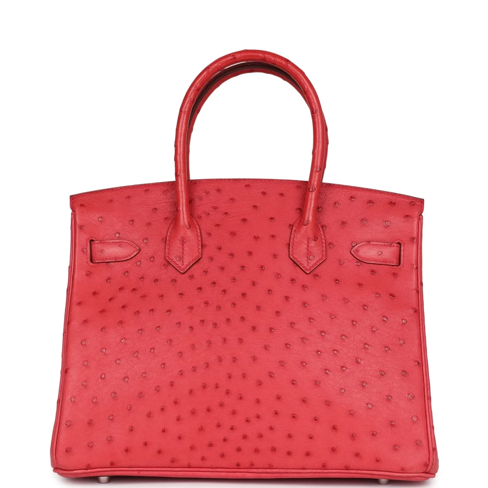 Premium Hermès Replica Birkin 30 Bougainvillea Ostrich PHW - Exotic Creations Back