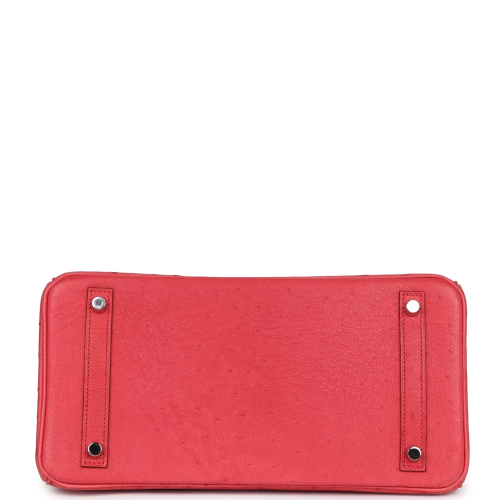 Premium Hermès Replica Birkin 30 Bougainvillea Ostrich PHW - Exotic Creations Bottom