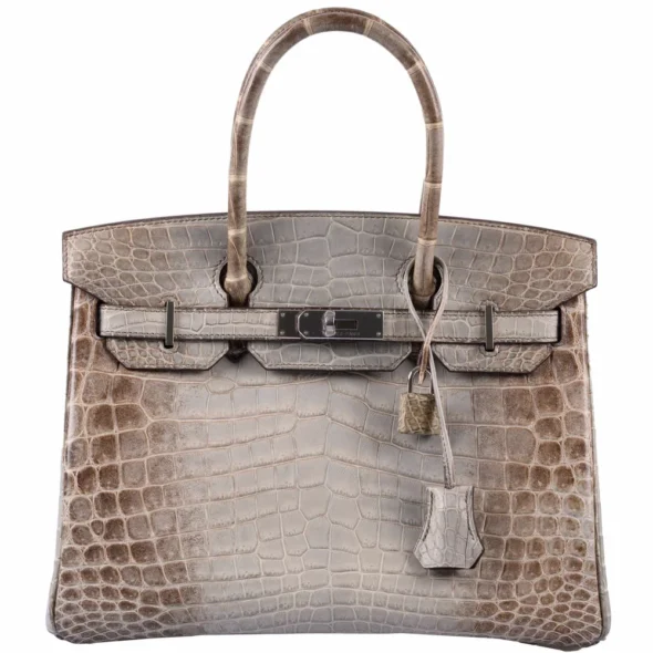 Premium Hermès Replica Birkin 30 Gris Cendre Himalayan Niloticus Crocodile PHW - Exotic Creations