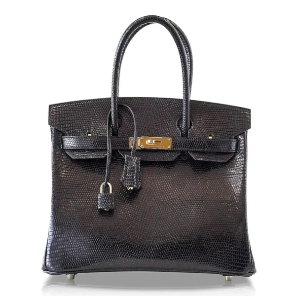 Premium Hermès Replica Birkin 30 Noir Lizard GHW - Exotic Creations