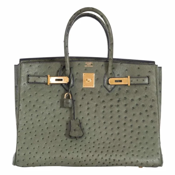 Premium Hermès Replica Birkin 35 Ostrich Vert Veronese GHW - Exotic Creations