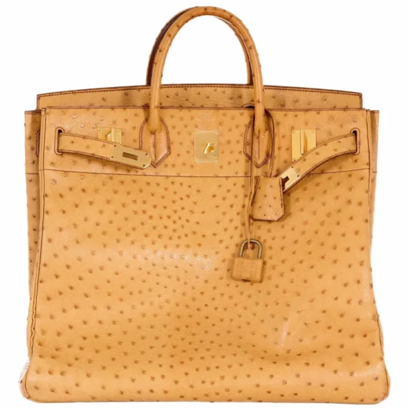 Premium Hermès Replica Birkin 45 HAC Gold Ostrich GHW - Exotic Creations