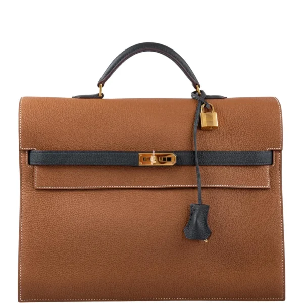 Premium Hermès Replica HSS Kelly Depeches 34 Gold & Vert Cypress Togo GHW - Exotic Creations Front