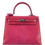 Premium Hermès Replica Kelly 25 Fuchsia Lizard PHW - Exotic Creations