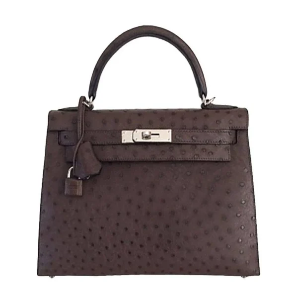 Premium Hermès Replica Kelly 28 Marron Ostrich PHW - Exotic Creations