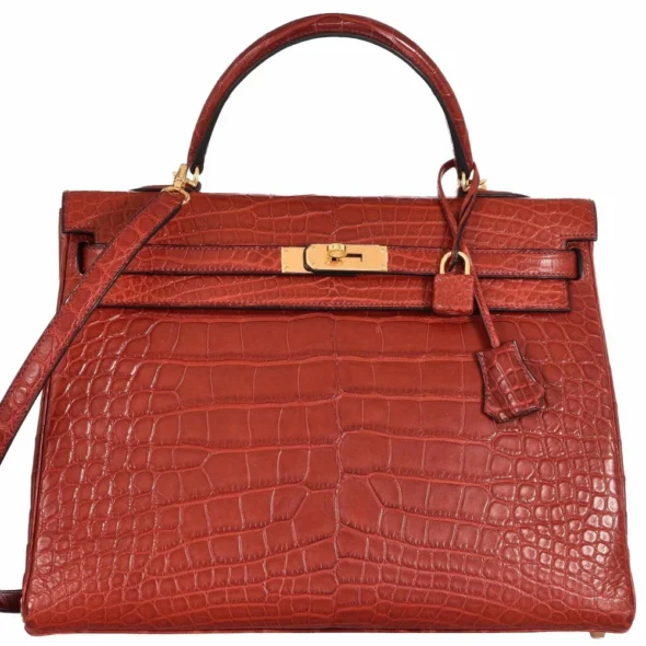 Premium Hermès Replica Kelly 35 Rouge H Matte Alligator GHW - Exotic Creations