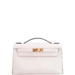Premium Hermès Replica Kelly Pochette Nata Ostrich Boreal GHW - Exotic Creations