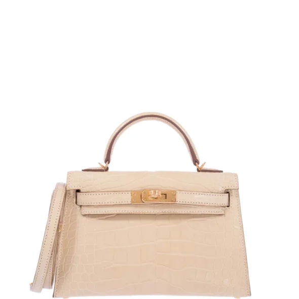 Premium Hermès Replica Mini Kelly 20 II Vanille Matte Alligator GHW - Exotic Creations