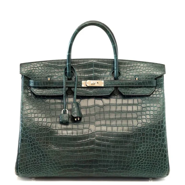 Premium Hermès Replica Birkin 40 Vert Fonce Crocodile PHW - Exotic Creations